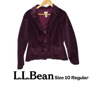 L.L. Bean Women's Blazer Corduroy Burgundy Vintage Eclectic Grandpa Size 10 Reg